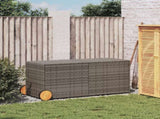 Garden Storage Box with Wheels Grey 283L Poly Rattan 365318