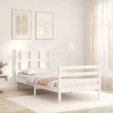 Bed Frame without Mattress White Single Solid Wood 3194082
