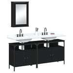 ZNTS 3 Piece Bathroom Furniture Set Black Engineered Wood 3214785