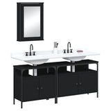 ZNTS 3 Piece Bathroom Furniture Set Black Engineered Wood 3214785