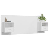 Bed Headboard with Cabinets White Engineered Wood 3115692