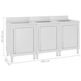 Commercial Kitchen Sink Cabinets 3 pcs Stainless Steel 3058274