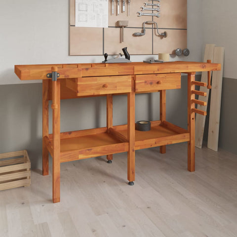 Workbench with Drawers and Vices 162x62x83 cm Solid Wood Acacia 153323