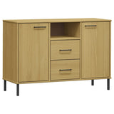 Sideboard with Metal Legs Brown 113x40x77 cm Solid Wood OSLO 351018