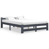 Bed Frame Dark Grey Solid Pine Wood, Plywood Double Durable 322022