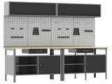 Work Bench Set 8 pcs Black and Grey Powder-Coated Steel 3321498