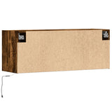 TV Wall Cabinet with LED Lights Smoked Oak 100x31x35 cm 852366
