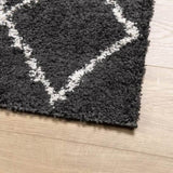 ZNTS Shaggy Rug PAMPLONA High Pile Modern Black and Cream 160x160 cm 375412