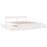 Bed Frame without Mattress White 200x200 cm Solid Wood Pine 3282337