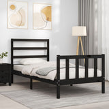 Bed Frame without Mattress Black Small Single Solid Wood Pine 3191870