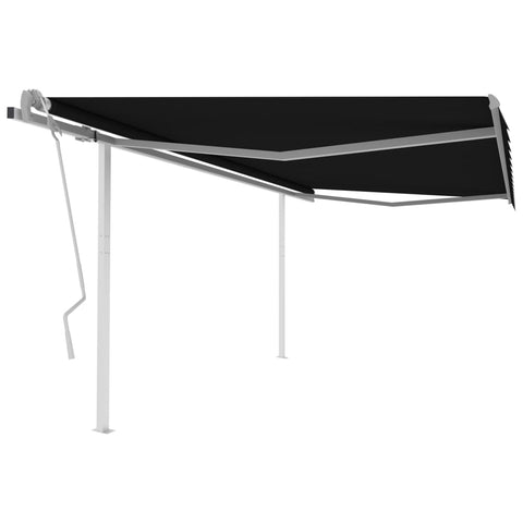 ZNTS Manual Retractable Awning with Posts 4x3.5 m Anthracite 3070019