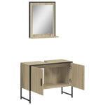 ZNTS 2 Piece Bathroom Cabinet Set Sonoma Oak Engineered Wood 3214340