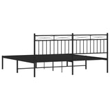 Metal Bed Frame without Mattress with Headboard Black 180x200cm 373695