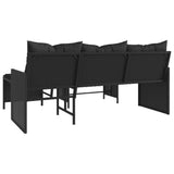 Garden Sofa with Table and Cushions L-Shaped Black Poly Rattan 365572