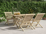 5 Piece Garden Dining Set Grey Solid Wood Teak 3155043