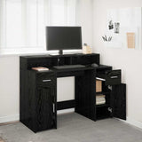 Desk with Drawer Black oak 120 x 55 x 91 cm Engineered wood 3365609