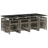 13 Piece Garden Dining Set with Cushions Grey Poly Rattan 3210980