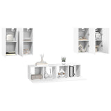 6 Piece TV Cabinet Set White Engineered Wood 3078679