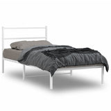 Metal Bed Frame without Mattress with Headboard White 100x200cm 355409