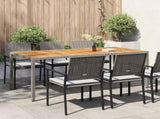 Garden Table 190x90x75 cm Poly Rattan and Acacia Wood Grey 316723