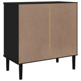 Drawer Cabinet SENJA Rattan Look Black 80x40x80 cm Solid Wood Pine 358024