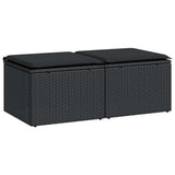 2 Piece Garden Sofa Set with Cushions Black Poly Rattan Acacia 3328678