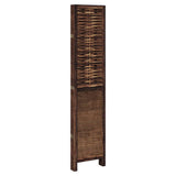 Room Divider 5 Panels Dark Brown Solid Wood Paulownia 358710
