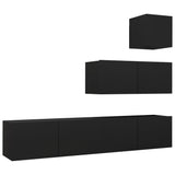 4 Piece TV Cabinet Set Black Engineered Wood 3078841