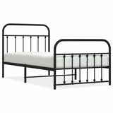 Bed Frame Black Powder-Coated Steel Single Bed Frame 352590