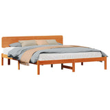 Bed Frame with Headboard Wax Brown 180 x 200 cm Solid Pine Wood 872097