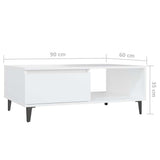 806004 Coffee Table White 90x60x35 cm Engineered Wood