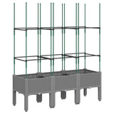 Garden Planter with Trellis Light Grey 120x40x142.5 cm PP 367957