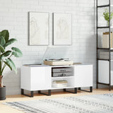 Record Cabinet High Gloss White 121x38x48 cm Engineered Wood 831686