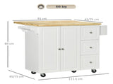 Kitchen Island on Wheels, Rolling Kitchen Storage Trolley with Drop Leaf, Drawers, Towel and Spice T3398P422886