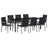 Garden Dining Set 9 pcs Black Powder-coated Steel 3379092