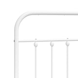 Bed Frame White Powder-Coated Steel Double Bed Frame 352634