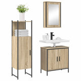 Bathroom Furniture Set with Shelf 3 pcs Brown Engineered wood 3345149