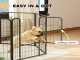 Eight-Panel Dog Playpen with Door, for Large Dogs, Indoors, Outdoors, 80cm Tall, Black T3398P349750