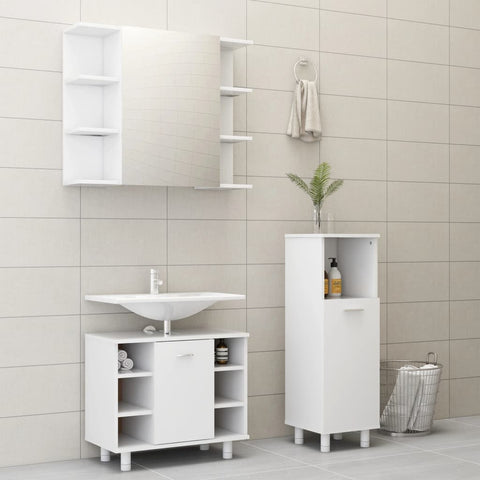 3 Piece Bathroom Furniture Set White Engineered Wood 3056943