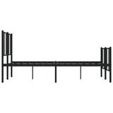 Metal Bed Frame without Mattress with Footboard Black 140x190cm 352498