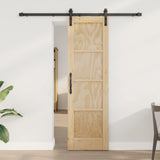 Sliding Door Natural and Black 61 x 198.5 cm Solid Pine Wood 3445395