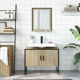 ZNTS 2 Piece Bathroom Cabinet Set Sonoma Oak Engineered Wood 3214340