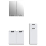 3 Piece Bathroom Cabinet Set White Engineered Wood 3115868