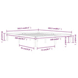 Bed Frame without Mattress White Solid Wood Pine 160x200cm 810376