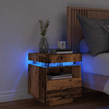 Bedside Cabinet with LED Lights Old Wood 40x39x48.5 cm 857658