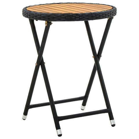 Tea Table Black 60 cm Poly Rattan and Solid Acacia Wood 316509