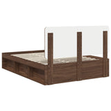 Bed Frame with Headboard Brown Oak 140 x 200 cm Solid Pine Wood 3412485