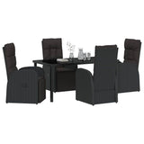 Garden Dining Set with Cushion 5 pcs Black Poly Rattan 3379530