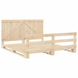 Bed Frame without Mattress with Headboard 200x200 cm Solid Wood 3281561