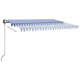 Manual Retractable Awning with LED 450x300 cm Blue and White 3069761